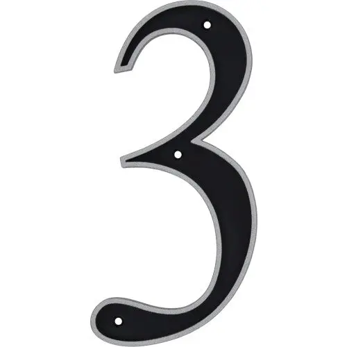 Hillman Reflective Black-And-Silver Plastic House Number: Digit 3 1