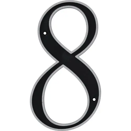 Hillman Reflective Black-And-Silver Plastic House Number: Digit 8 1