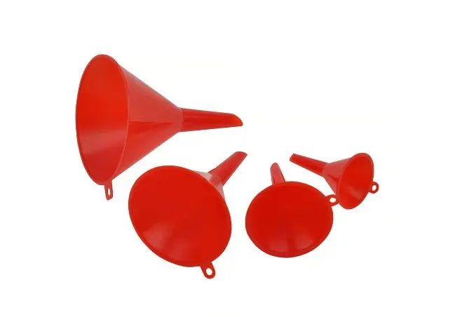Home Plus Red Plastic Funnel Set – Multi-Size Pouring Kit 1