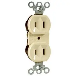 Ivory 15-Amp Duplex Electrical Outlet – 125-Volt, Two-Pole, Grounded 1