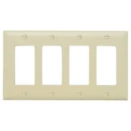 Ivory 4-Port Nylon Wall Plate For Low-Voltage Wiring 1