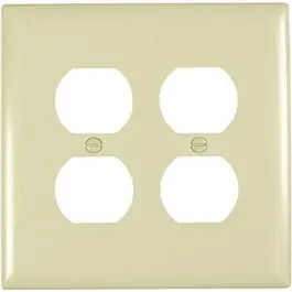 Ivory Double Duplex Nylon Wall Plate – Four-Outlet Cover For Residential Wiring 1