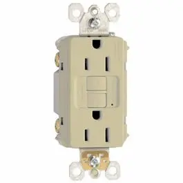Ivory-Finish Gfci Outlet, 15-Amp Ground Fault Protection 1