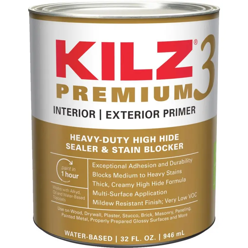 Kilz Premium Water-Based Primer & Stain Blocker – White, 1 Quart (Interior/Exterior Use) 1