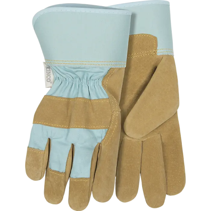 Kinco Women’S Suede Pigskin Work Gloves With Safety Cuff – Aqua, Size Small 1