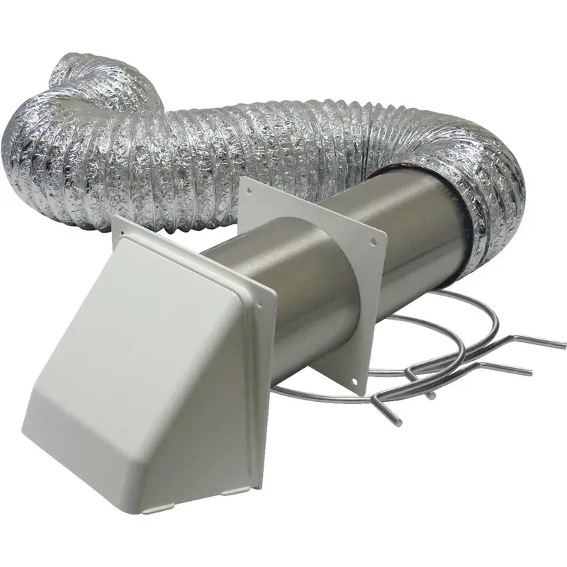 Lambro White 6-Piece Outside Dryer Vent Kit – Includes Hood, Duct, And Mounting Hardware 1