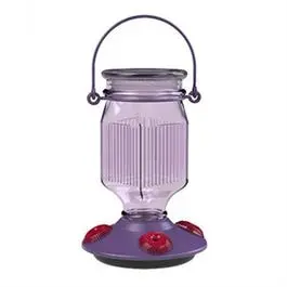 Lavender-Colored Glass Hummingbird Feeder With Ant Moat 1