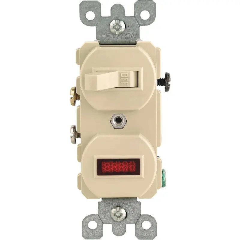 Leviton Commercial-Grade 15A Ivory Toggle Switch With Illuminated Pilot Light 1