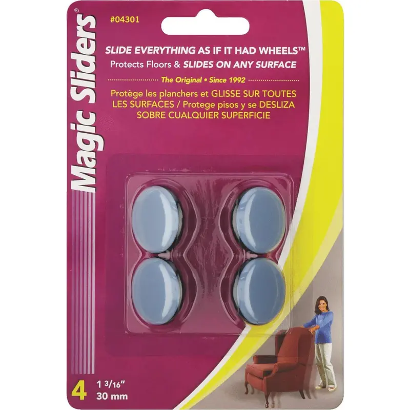 Magic Sliders Furniture Glides – 1-3/16" Round Nail-On, 4-Pack 1