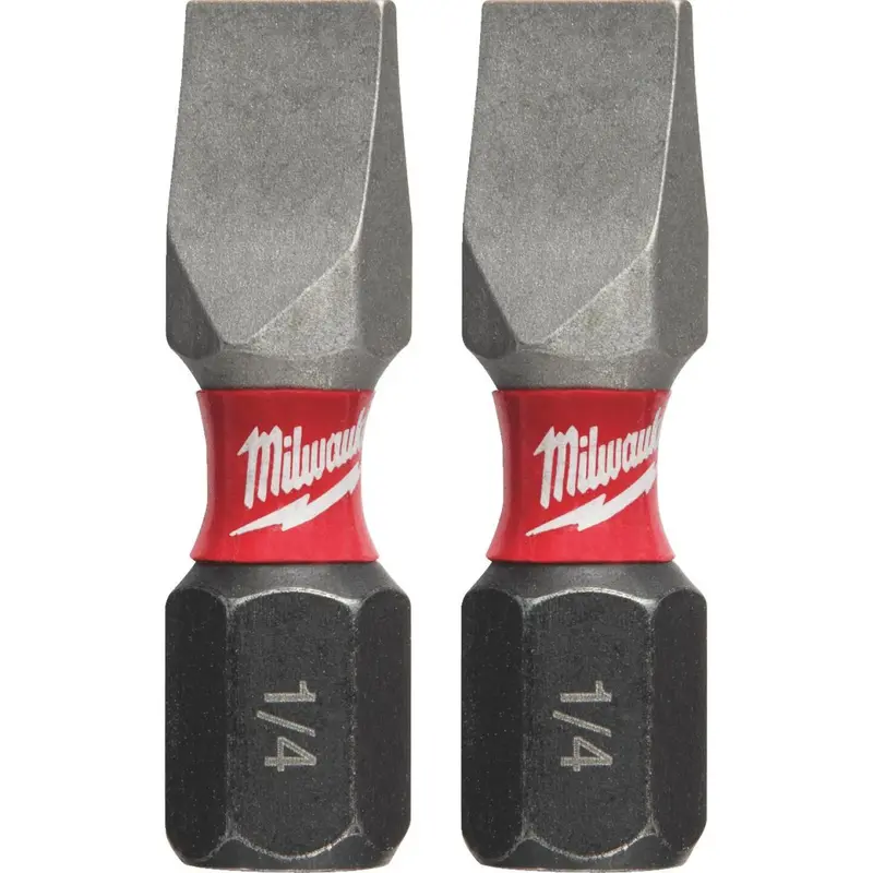 Milwaukee Shockwave #10 Slotted Impact Screwdriver Bit — 1-Inch, 2-Pack 1