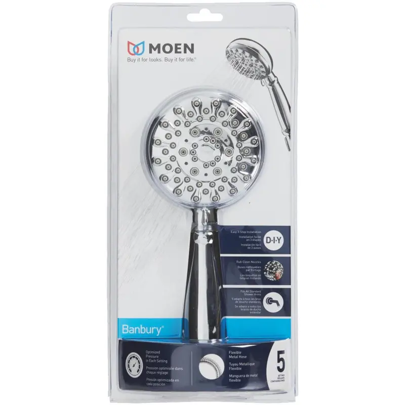 Moen Banbury Handheld Showerhead – 5 Spray Settings, 1.75 Gpm, Chrome Finish 1
