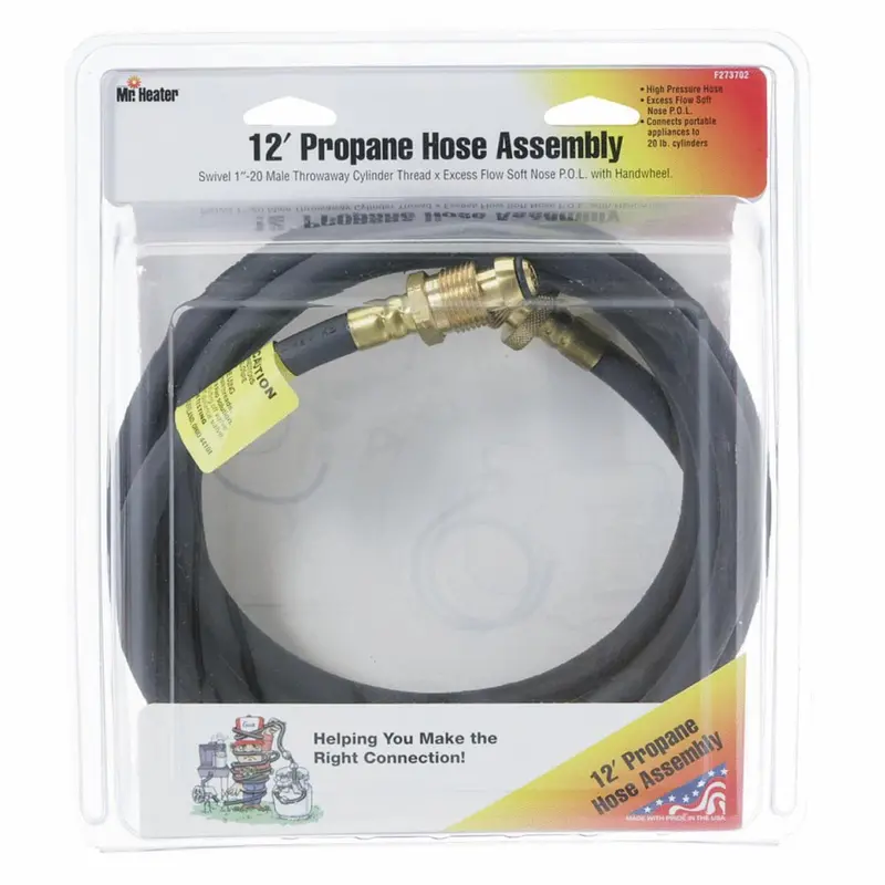 Mr. Heater 12-Foot Swivel Lp Hose Assembly — 1"-20 Mtct For Buddy Heaters 1