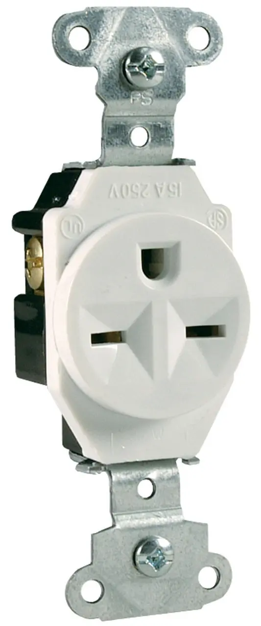 Pass & Seymour 15A 250V Commercial-Grade Single Receptacle – White, Back-And-Side Wiring 1