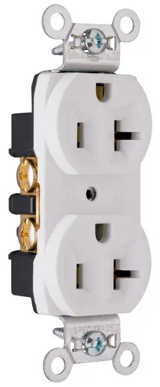 Pass & Seymour 20A 125V Commercial Duplex Receptacle – White, Back-And-Side Wire 1
