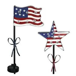 Patriotic Flag Led Solar Garden Stake Light — Metal And Plastic Design 1