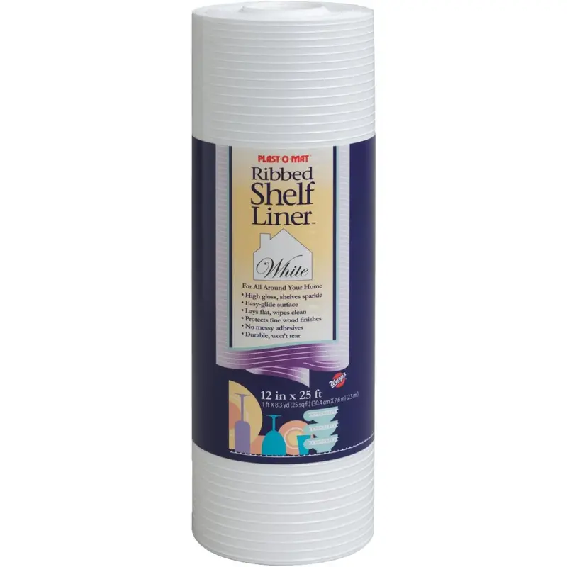 Plast-O-Mat White Ribbed Shelf Liner – 12-Inch X 25-Foot Non-Stick Roll 1