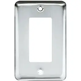 Polished Chrome Steel Decorator Rocker/Gfci Wall Plate – 1-Gang Round Stamped Design 1
