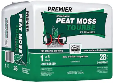 Premier Sphagnum Peat Moss – 1 Cubic Foot Compressed Bag 1