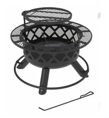 Ranch-Style Outdoor Fire Pit With Integrated Side Tables And Grill Surface 1