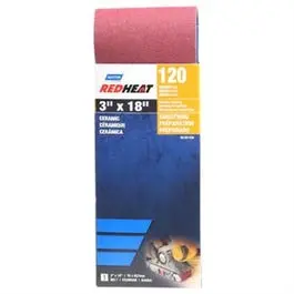 Red Heat Ceramic Sanding Belt — 3" X 18", 120-Grit, Heat-Resistant 1