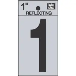 Reflective Black And Silver Adhesive Address Number "1" – 1-Inch Tall Vinyl Digit 1