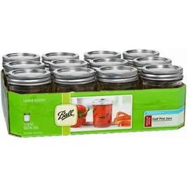 Regular Mouth Mason Jars – 1/2-Pint Size, 12-Count Pack 1