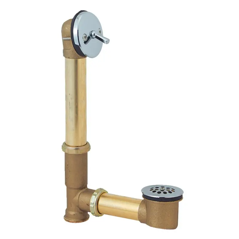 Rough Brass Trip Lever Bath Drain – Polished Chrome Trim Finish 1