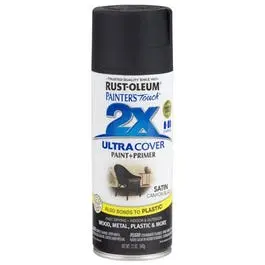 Rust-Oleum Painter’S Touch 2X Satin Black Spray Paint – 12 Oz Can 1