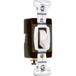 Single-Pole Grounding Toggle Switch – White Finish, 120/277V, 20A 1