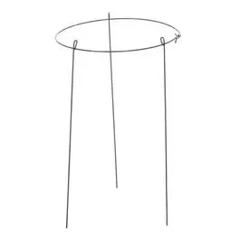 Single-Ring Peony Plant Support – 14" Diameter, Green Pvc-Coated Stake 1