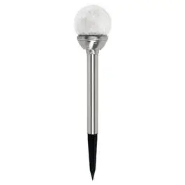 Stainless Steel Solar-Powered Crackle Ball Light With Color-Changing Led 1