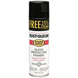 Stops Rust Black Gloss Spray Enamel – 16-Ounce Can With Bonus Size 1