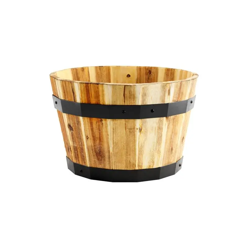 Syndicate Home & Garden Natural Round Barrel Planter – 13-Inch Diameter 1