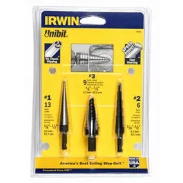 Three-Piece Step Drill Bit Set (Unibit) For Metal And Wood 1