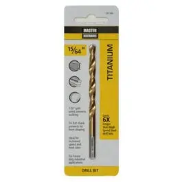 Titanium-Coated Hss Drill Bit – 15/64" X 3-7/8", High-Speed Steel Core 1