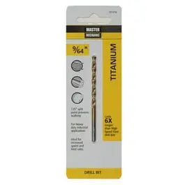 Titanium-Coated Hss Drill Bit – 9/64" X 2-7/8", Fine-Detail Drilling 1
