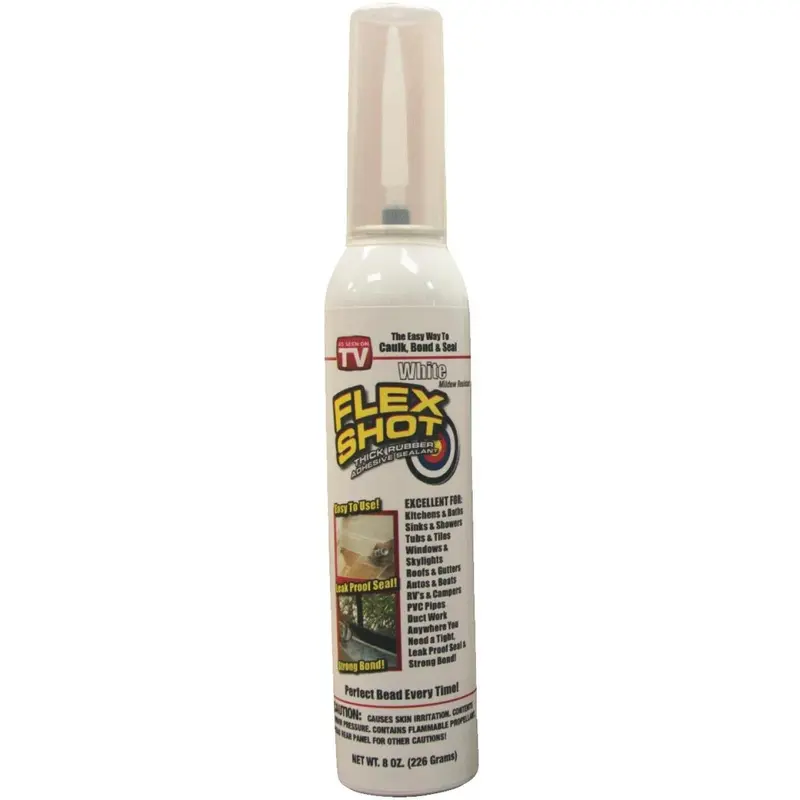 White Flex Shot Rubber Sealant Adhesive – 8 Oz Tub 1