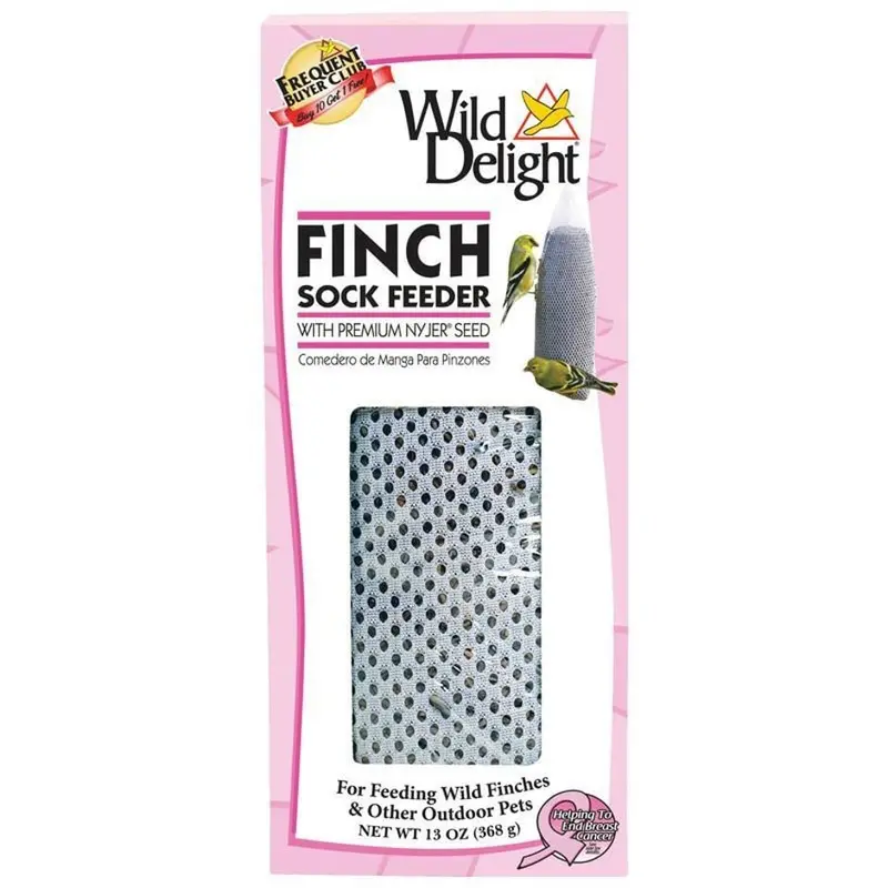 Wild Delight Pink Ribbon Finch Sock Feeder – Hanging Wild Bird Food Dispenser 1