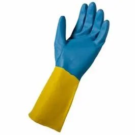 Women’S Large Blue And Yellow Neoprene-Coated Latex Gloves 1