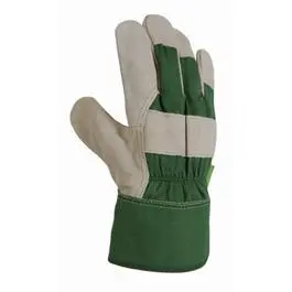 Women’S Medium Garden Gloves – Leather Palm, Canvas Back, Green 1