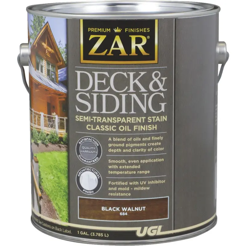 Zar Black Walnut Semi-Transparent Deck And Siding Stain – 1 Gallon 1