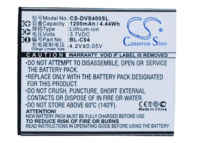 3.7V 1200Mah Li-Ion Replacement Battery For Doov D500, Isuper S1, Bl-C04 1