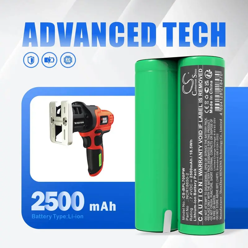 Black & Decker Power Tool Battery – 7.4V Li-Ion, 2500Mah (18.5Wh), Fits Ncr18650-2, Lps7000 13Mm Type 1 1