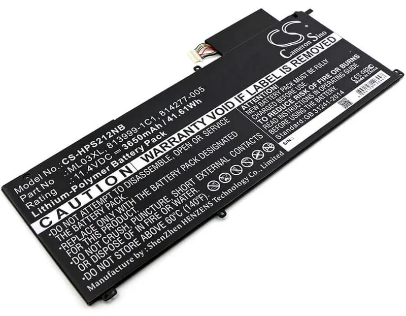 Hp Spectre X2 Detachable 12" Battery – 11.4V 3650Mah (41.61Wh) For Models 12-A001Dx & 12 1